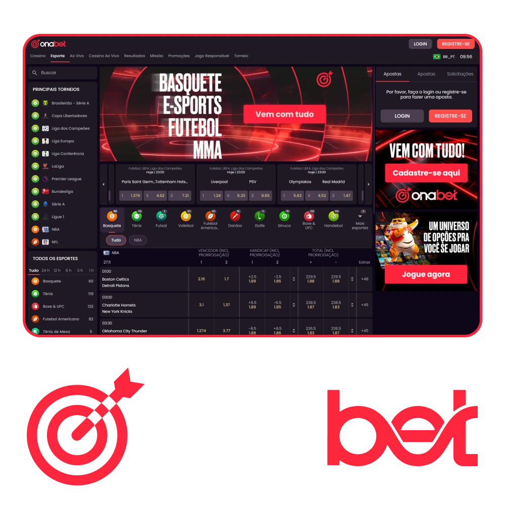 Aposte em diversos esportes com uma grande variedade de mercados na OnaBet.