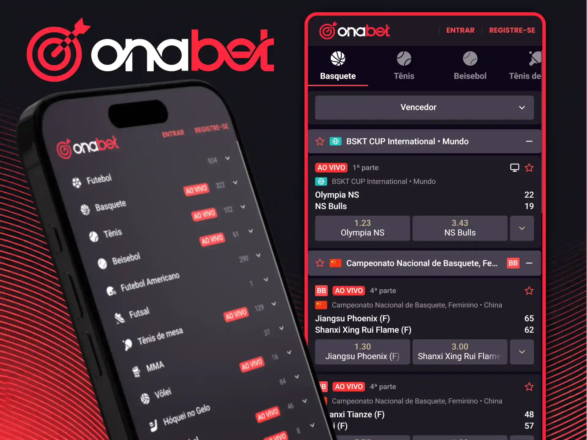 Explore os mercados de apostas esportivas disponíveis no aplicativo da OnaBet e dê seus palpites de onde estiver.